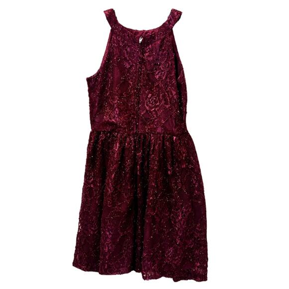 THE CHILDREN'S PLACE Girl's Maroon High-Neck Lace Dress Sz 8 - Picture 2 of 5